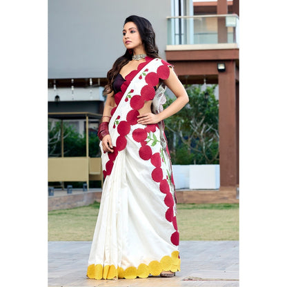 Aparnaa White Pure Chanderi Saree with Unstitched Blouse