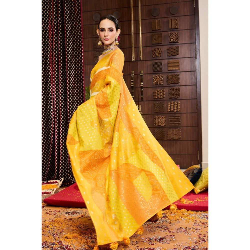 Aparnaa Yellow Saree with Unstitched Blouse