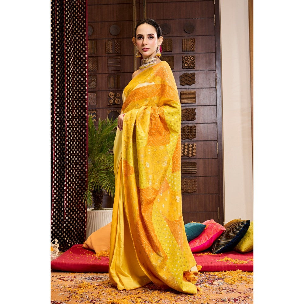 Aparnaa Yellow Saree with Unstitched Blouse