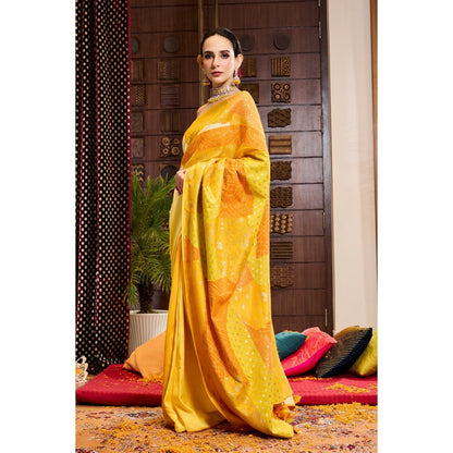 Aparnaa Yellow Saree with Unstitched Blouse