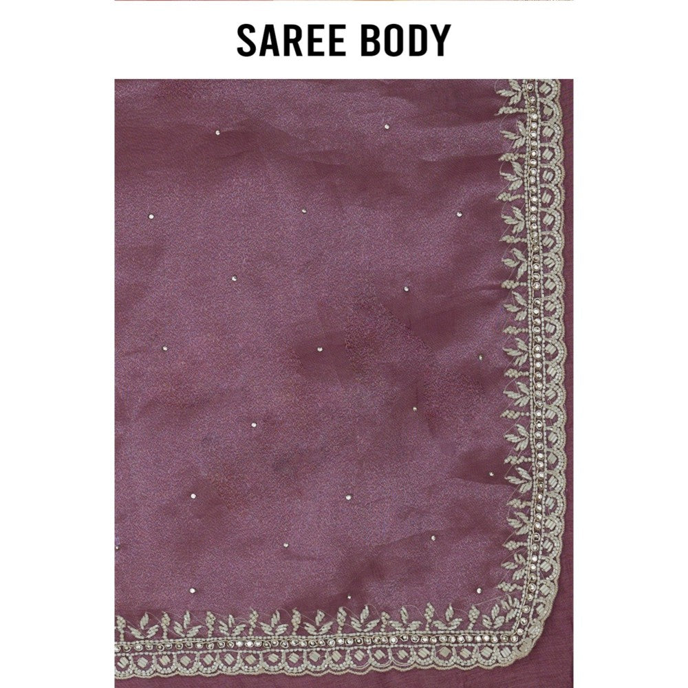Aparnaa Lavender Glass Tissue Saree with Unstitched Blouse