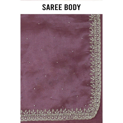 Aparnaa Lavender Glass Tissue Saree with Unstitched Blouse