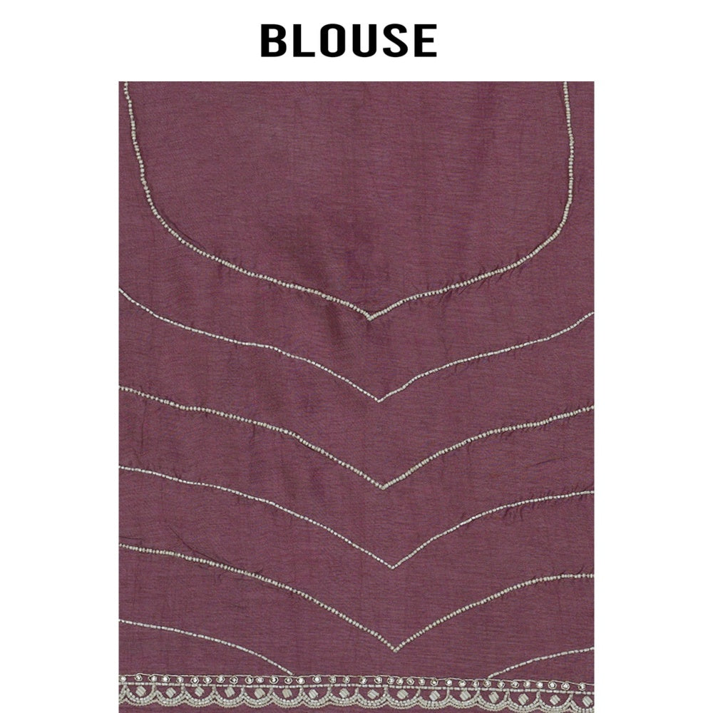 Aparnaa Lavender Glass Tissue Saree with Unstitched Blouse