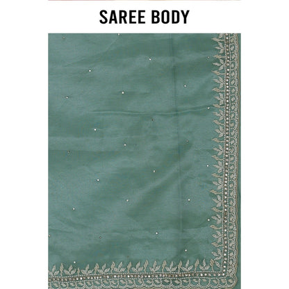 Aparnaa Sky Blue Glass Tissue Saree with Unstitched Blouse