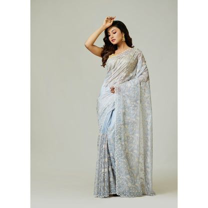 Aparnaa Powder Blue Kota Silk Saree with Unstitched Blouse