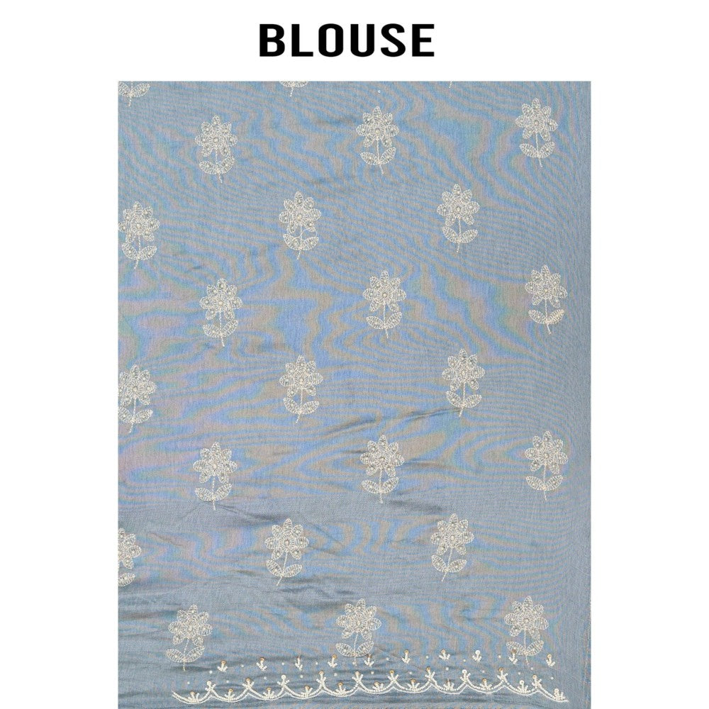 Aparnaa Powder Blue Kota Silk Saree with Unstitched Blouse