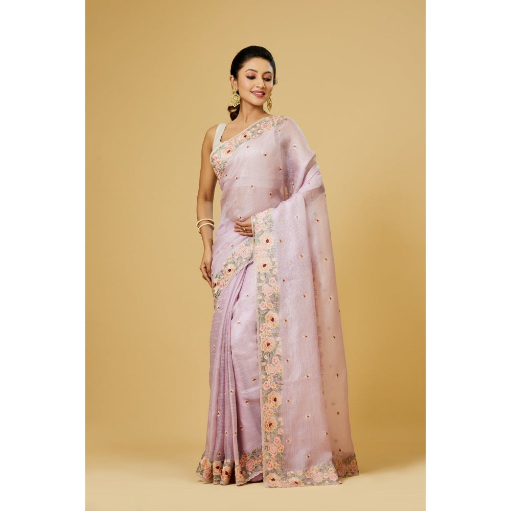 Aparnaa Light Pink Kota Silk Saree with Unstitched Blouse