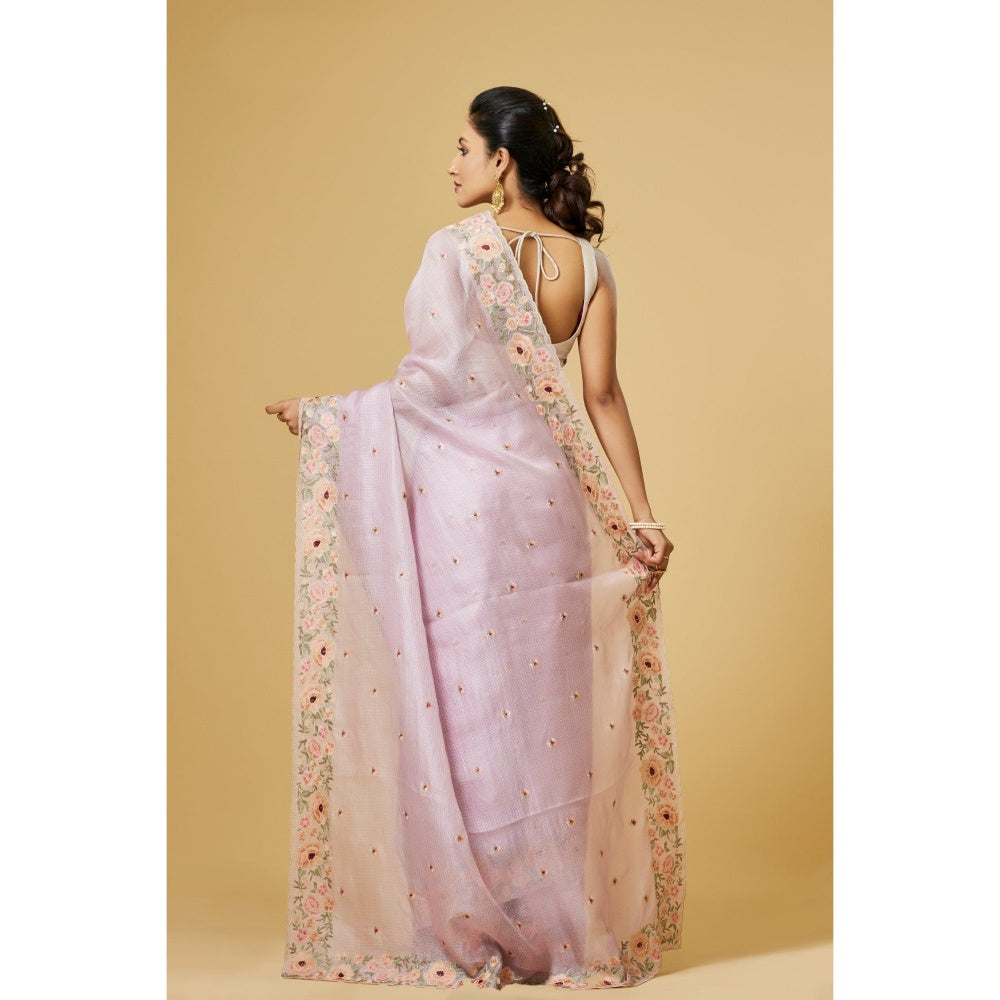 Aparnaa Light Pink Kota Silk Saree with Unstitched Blouse