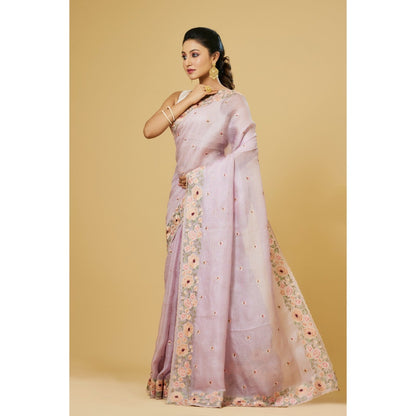 Aparnaa Light Pink Kota Silk Saree with Unstitched Blouse