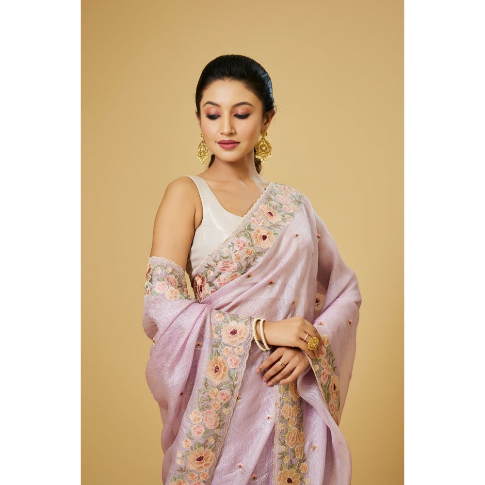 Aparnaa Light Pink Kota Silk Saree with Unstitched Blouse