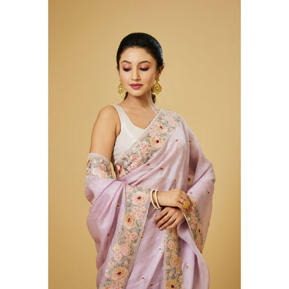 Aparnaa Light Pink Kota Silk Saree with Unstitched Blouse