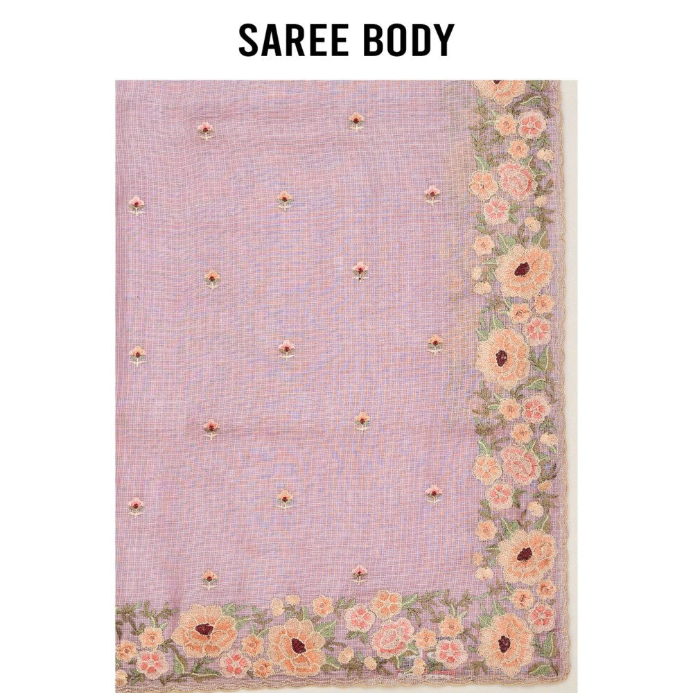Aparnaa Light Pink Kota Silk Saree with Unstitched Blouse
