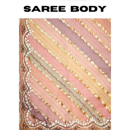 Aparnaa Multi-Colour Hand Embroidered Organza Khadi Saree with Unstitched Blouse