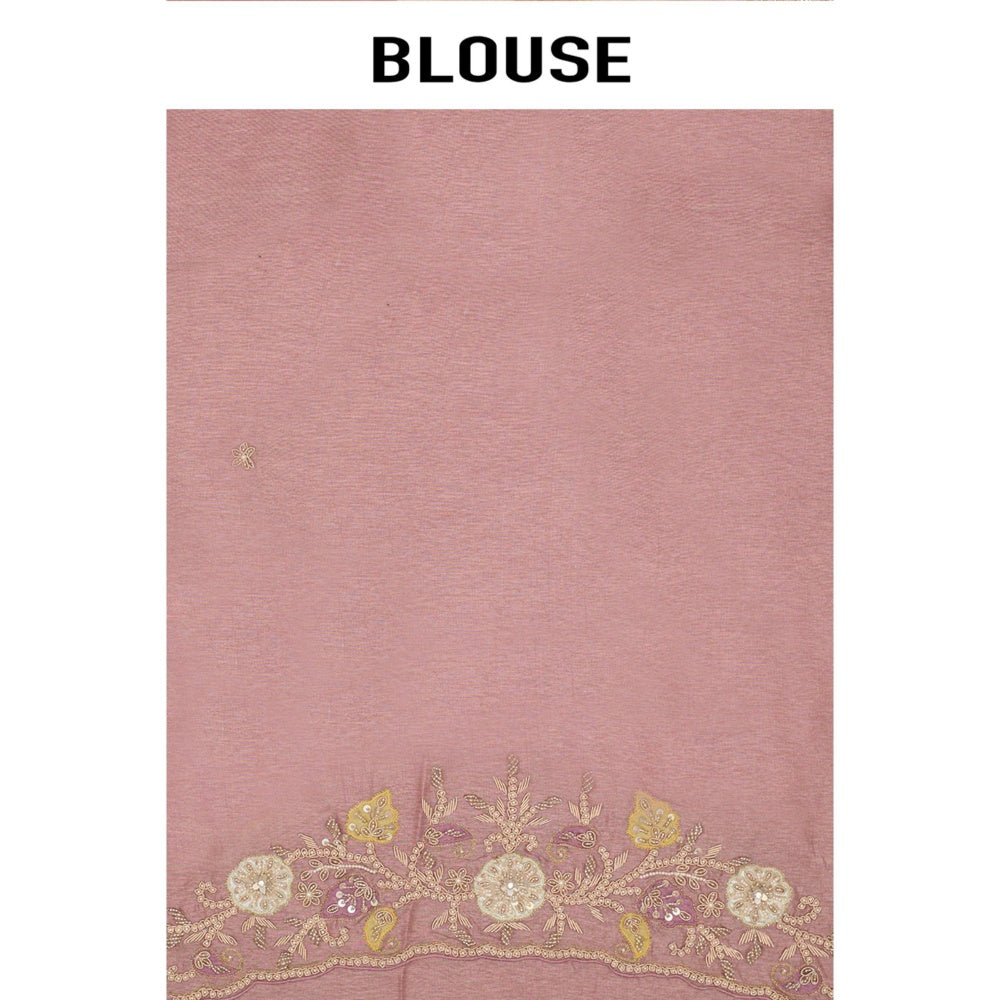Aparnaa Lavender Hand Embroidered Tissue Saree with Unstitched Blouse