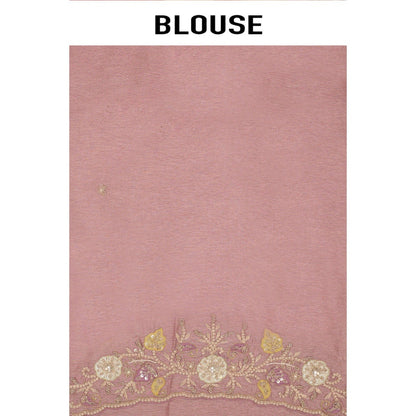 Aparnaa Lavender Hand Embroidered Tissue Saree with Unstitched Blouse