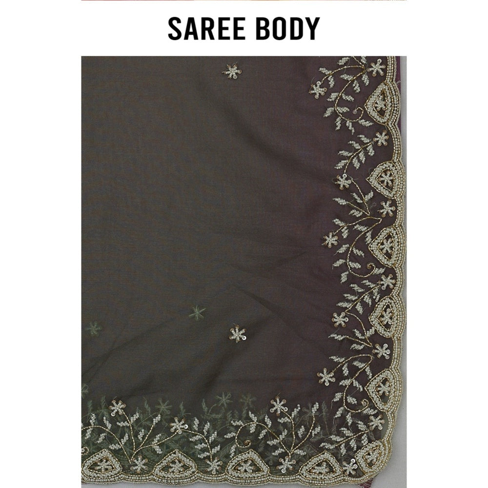 Aparnaa Multi-Colour Two-Colour Shaded Organza Saree with Unstitched Blouse