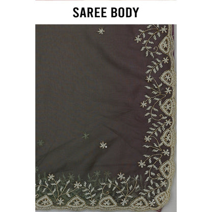 Aparnaa Multi-Colour Two-Colour Shaded Organza Saree with Unstitched Blouse