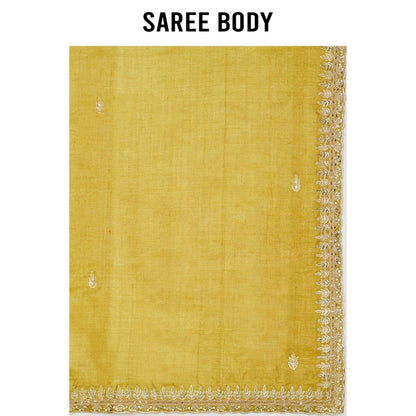 Aparnaa Mustard Pure Tussar Saree with Unstitched Blouse