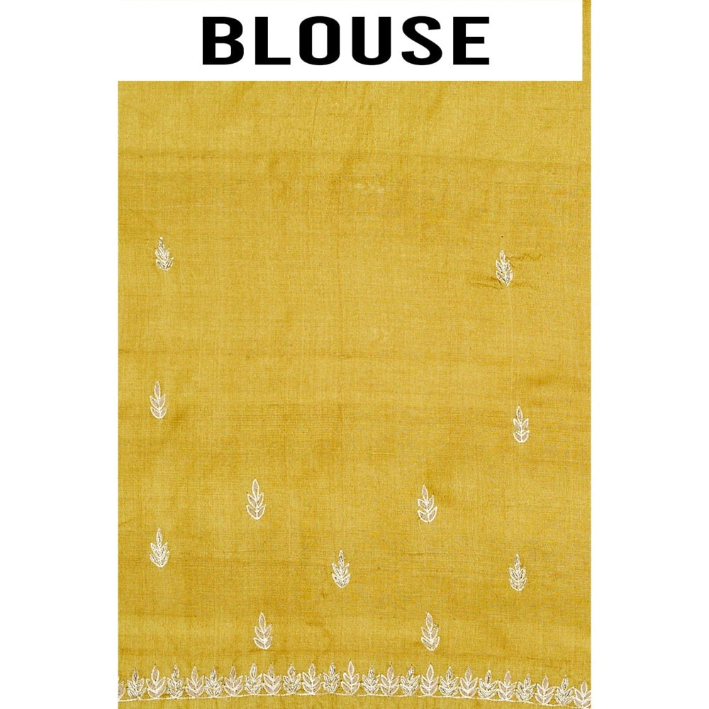 Aparnaa Mustard Pure Tussar Saree with Unstitched Blouse
