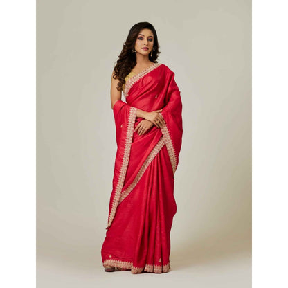 Aparnaa Red Pure Tussar Saree with Unstitched Blouse