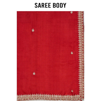 Aparnaa Red Pure Tussar Saree with Unstitched Blouse