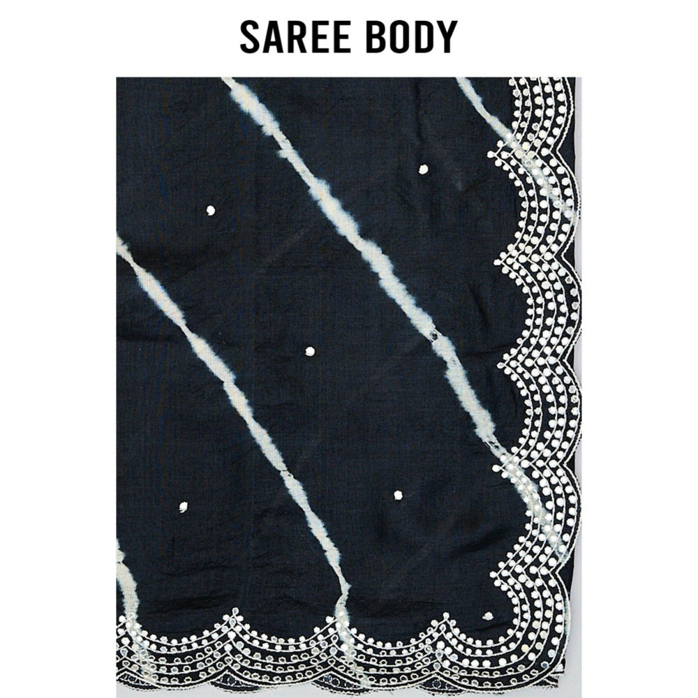 Aparnaa Black Pure Tussar Saree with Unstitched Blouse