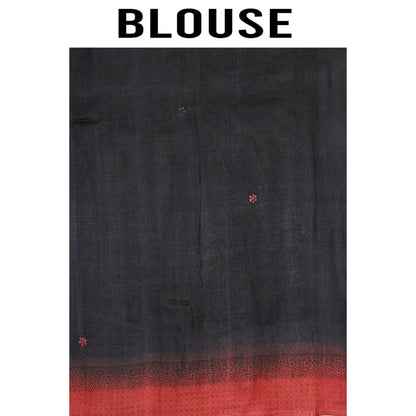 Aparnaa Black Swan Printed Pure Tussar Saree with Unstitched Blouse