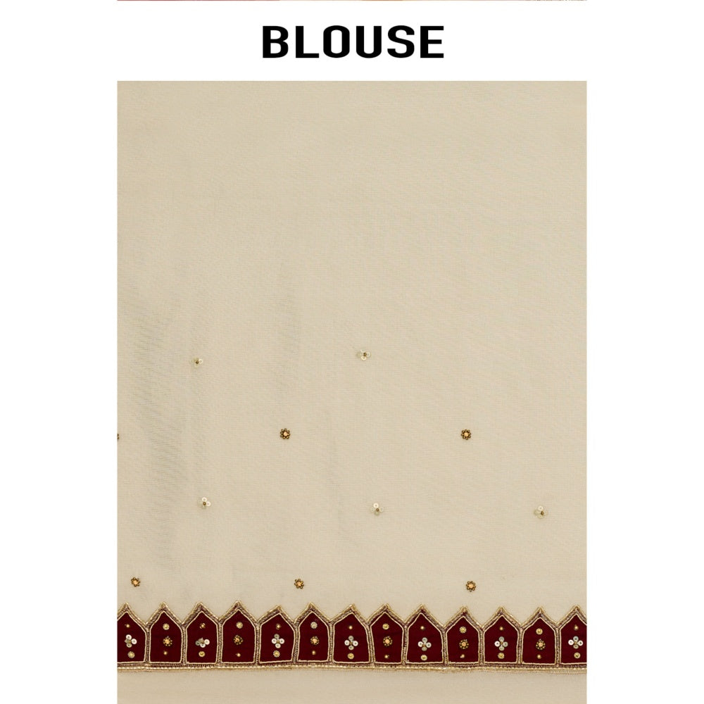 Aparnaa Tissue Hand Embroidered Elephant Design Pallu Saree with Unstitched Blouse