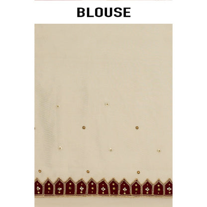 Aparnaa Tissue Hand Embroidered Elephant Design Pallu Saree with Unstitched Blouse