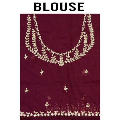 Aparnaa Magenta Organza Intricate Hand Embroidered Border Saree with Unstitched Blouse