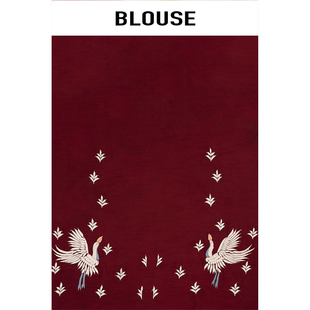 Aparnaa Rani Satin Georgette Elegant Swan Embroidered Pallu Saree with Unstitched Blouse