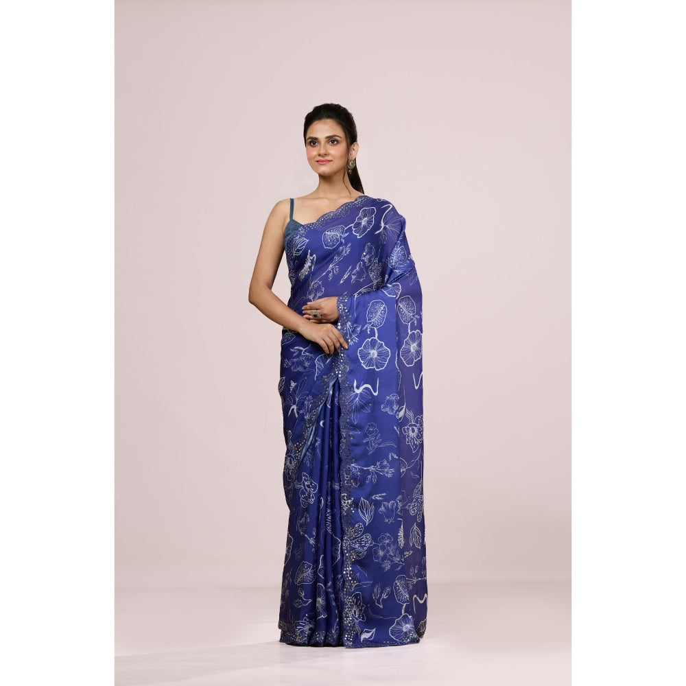 Aparnaa Purple Traditional Floral Design Saree with Unstitched Blouse