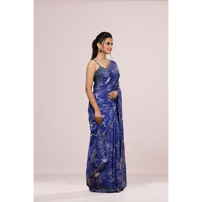 Aparnaa Purple Traditional Floral Design Saree with Unstitched Blouse
