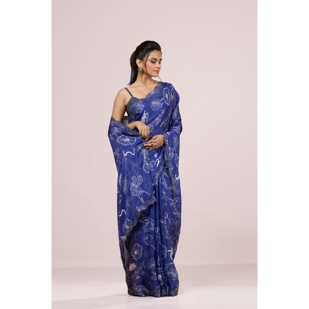 Aparnaa Purple Traditional Floral Design Saree with Unstitched Blouse