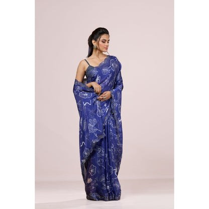 Aparnaa Purple Traditional Floral Design Saree with Unstitched Blouse