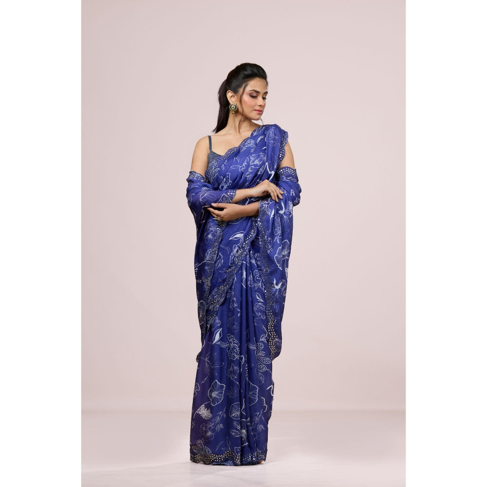 Aparnaa Purple Traditional Floral Design Saree with Unstitched Blouse