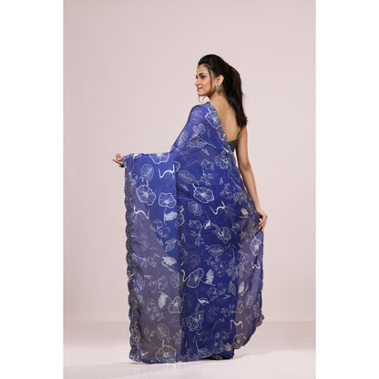 Aparnaa Purple Traditional Floral Design Saree with Unstitched Blouse
