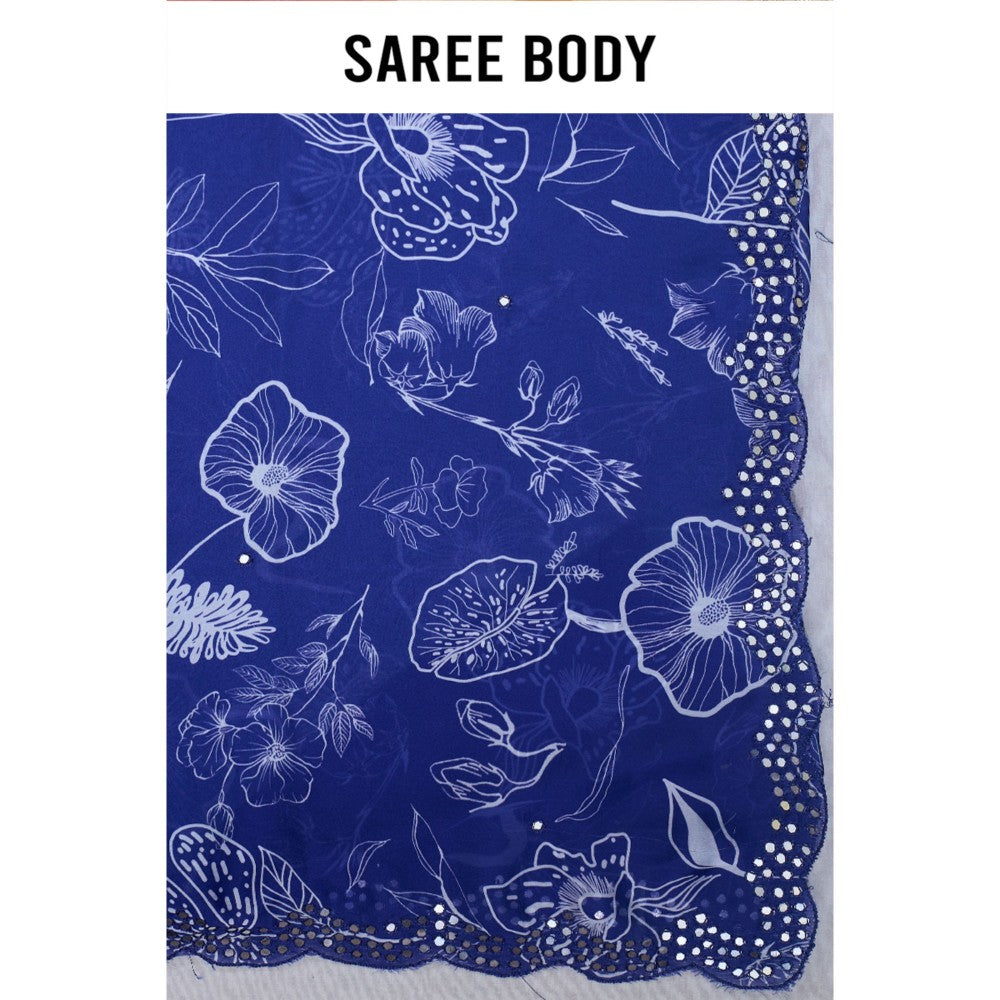 Aparnaa Purple Traditional Floral Design Saree with Unstitched Blouse