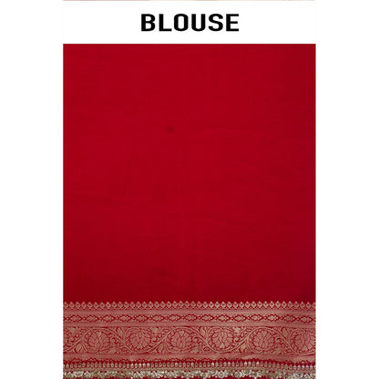 Aparnaa Red Georgette Zari Weaving Khadi Saree with Unstitched Blouse
