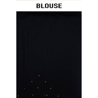 Aparnaa Black Lotus Embroidery On Pallu Tussar Silk Saree with Unstitched Blouse