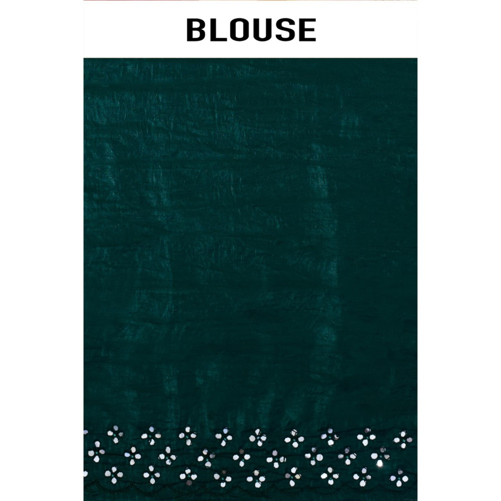 Aparnaa Onyx Green Fancy Crush Saree with Unstitched Blouse