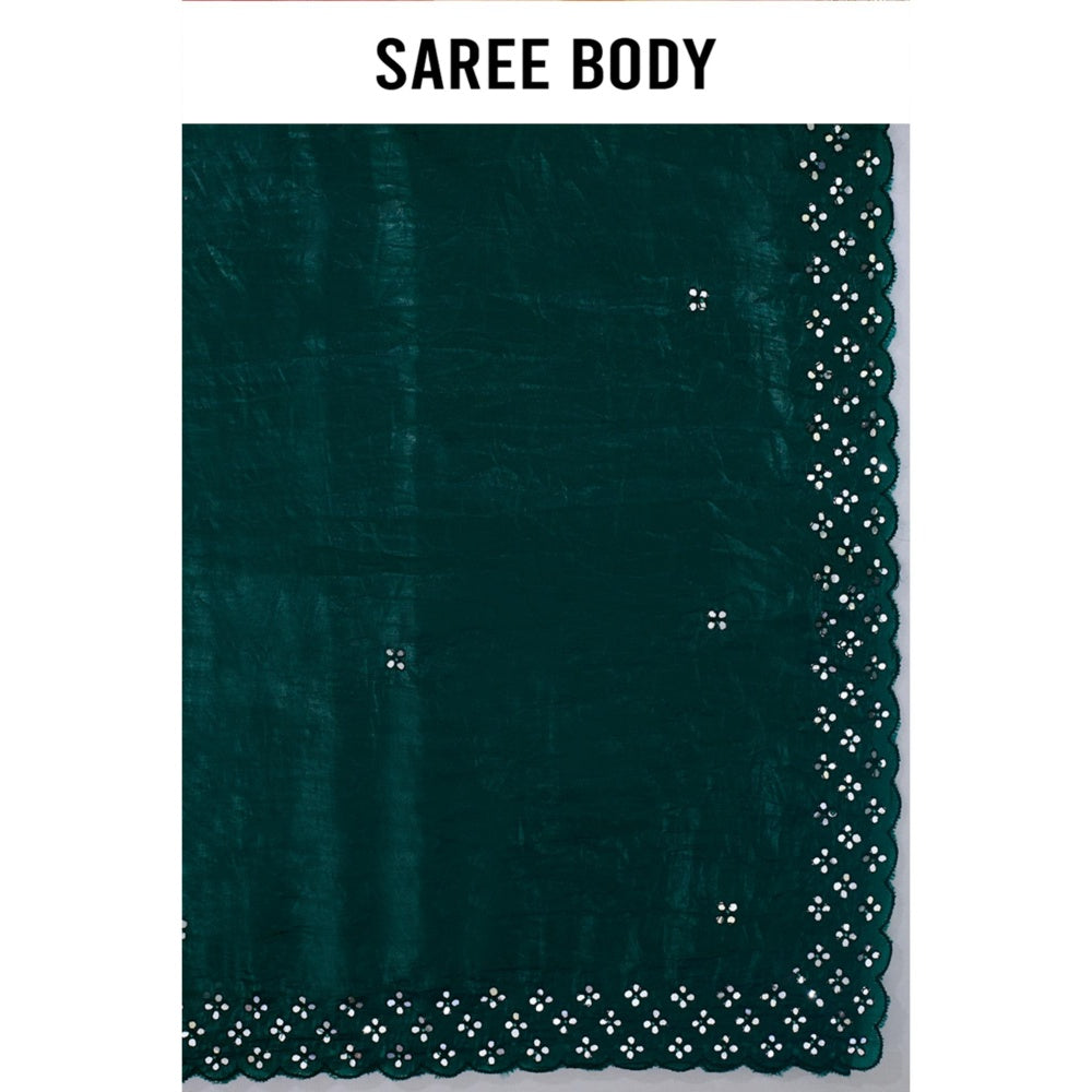 Aparnaa Onyx Green Fancy Crush Saree with Unstitched Blouse
