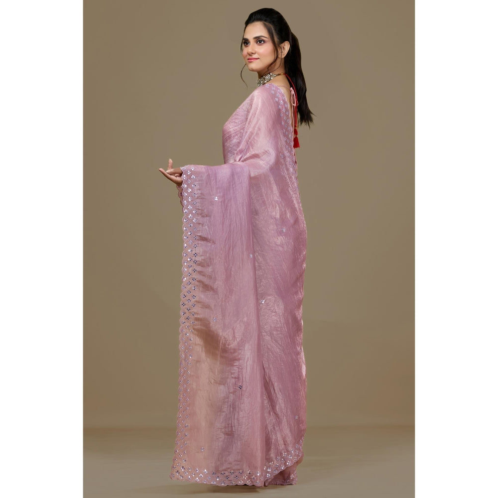 Aparnaa Lavender Fancy Crush Saree with Unstitched Blouse