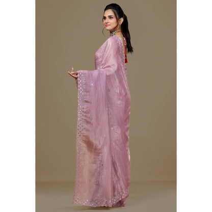 Aparnaa Lavender Fancy Crush Saree with Unstitched Blouse