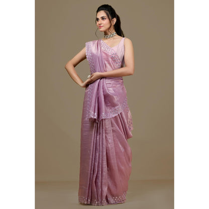 Aparnaa Lavender Fancy Crush Saree with Unstitched Blouse