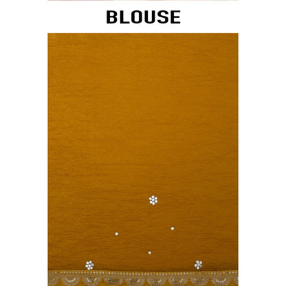 Aparnaa Mustard Crushed Saree with Unstitched Blouse