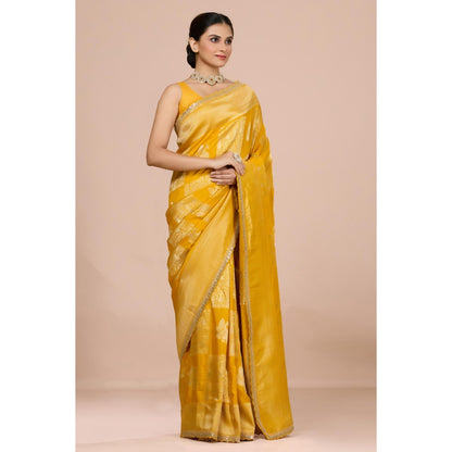 Aparnaa Sunlit Yellow Dola Khadi Saree with Unstitched Blouse