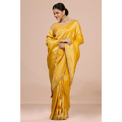 Aparnaa Sunlit Yellow Dola Khadi Saree with Unstitched Blouse