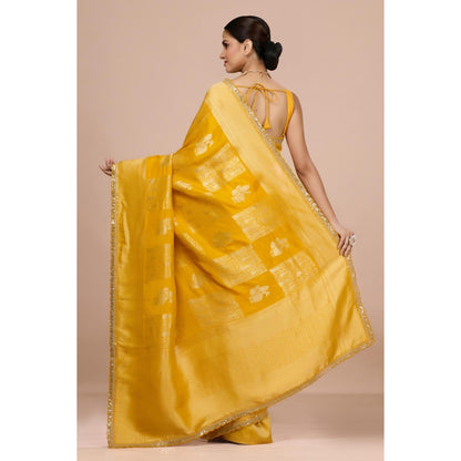 Aparnaa Sunlit Yellow Dola Khadi Saree with Unstitched Blouse