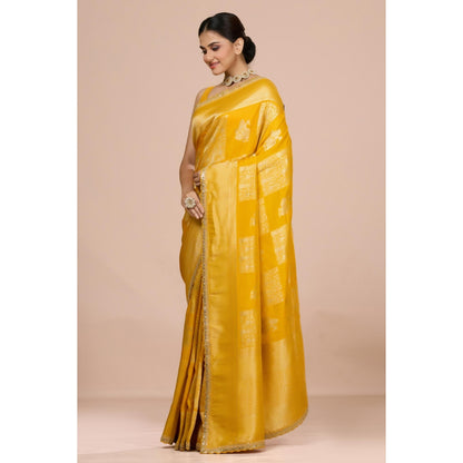 Aparnaa Sunlit Yellow Dola Khadi Saree with Unstitched Blouse